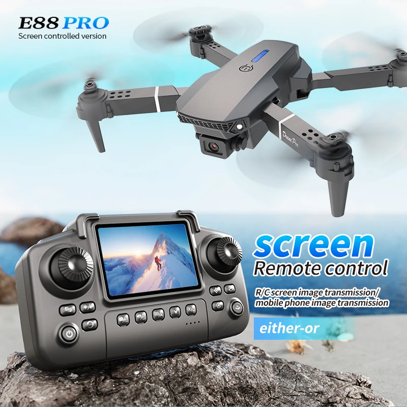 Drone Kit Professional - Drone Professionale E88 PRO con Schermo,